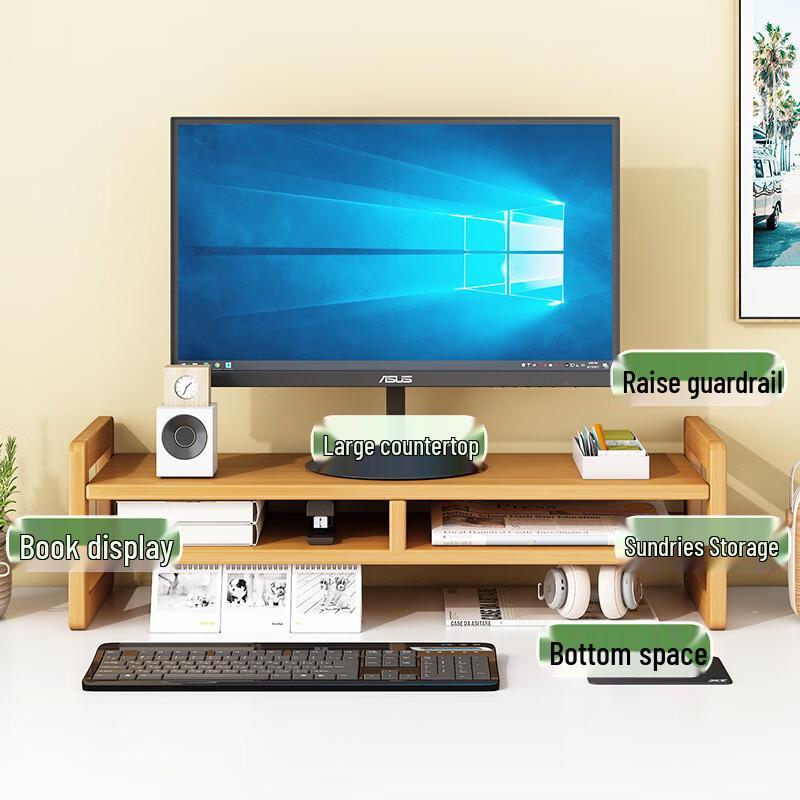 Office Desktop Monitor Riser Stand with Storage