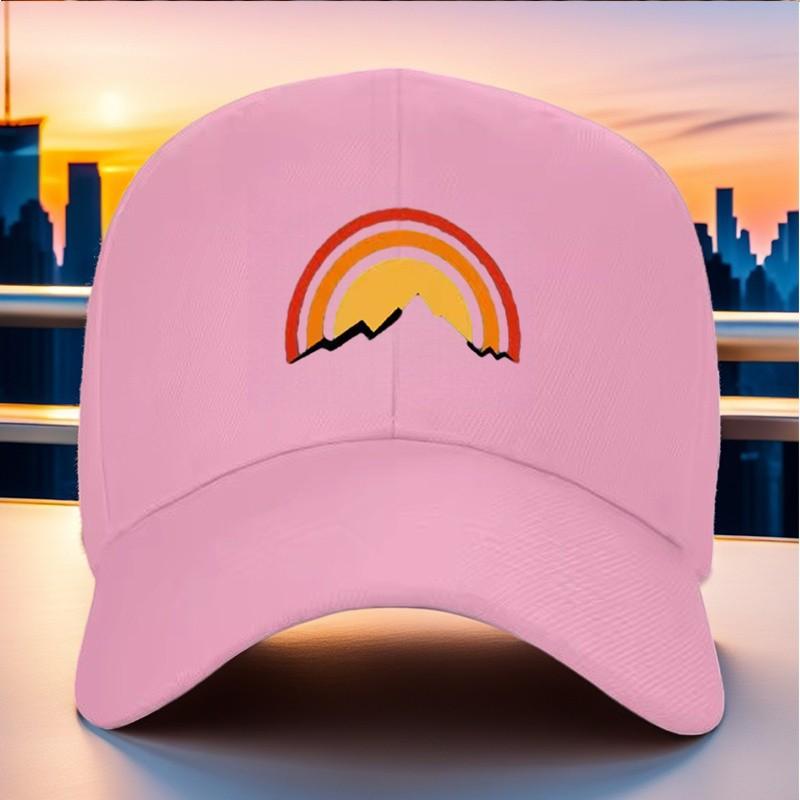 Mountain Rainbow Print Baseball Cap Unisex Adjustable Outdoor Sun Hat Breathable