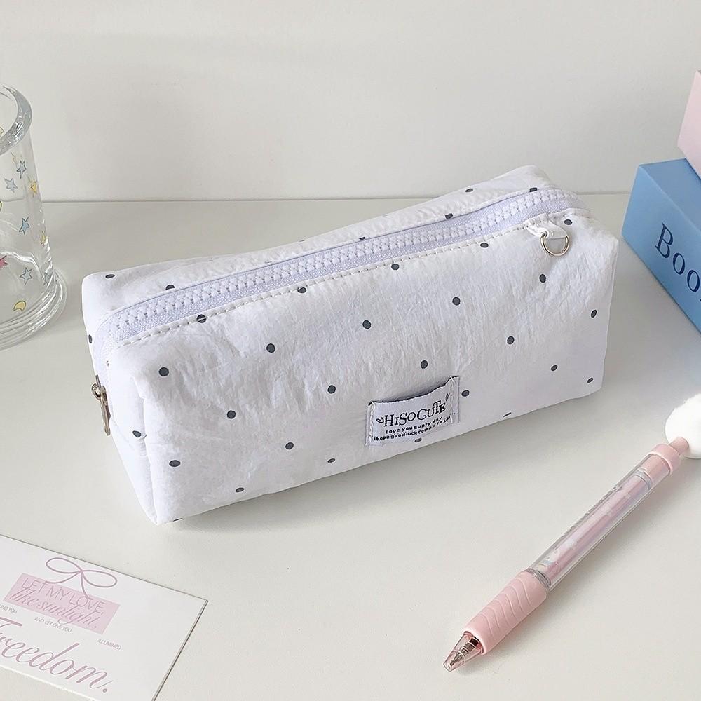 Large Capacity Y2k Dots Pencil Case Desktop Storage Cloth Stationery Bag  Office