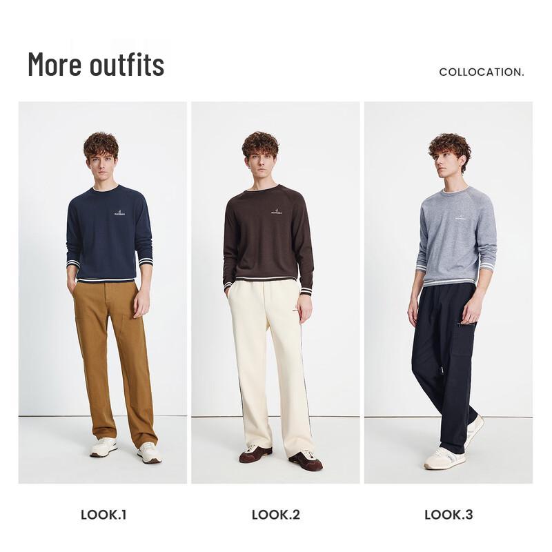 Navigare Men's 2025 Warm Cotton-Wool Blend Round Neck Sweater