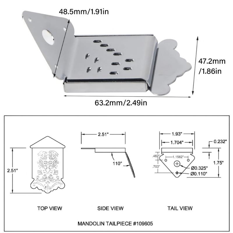 8-Saitige Mandoline Saitenhalterung mit Befestigungsmaterial Metall Dreieck Mandoline Saitenhalter Instrument Ersatzteil