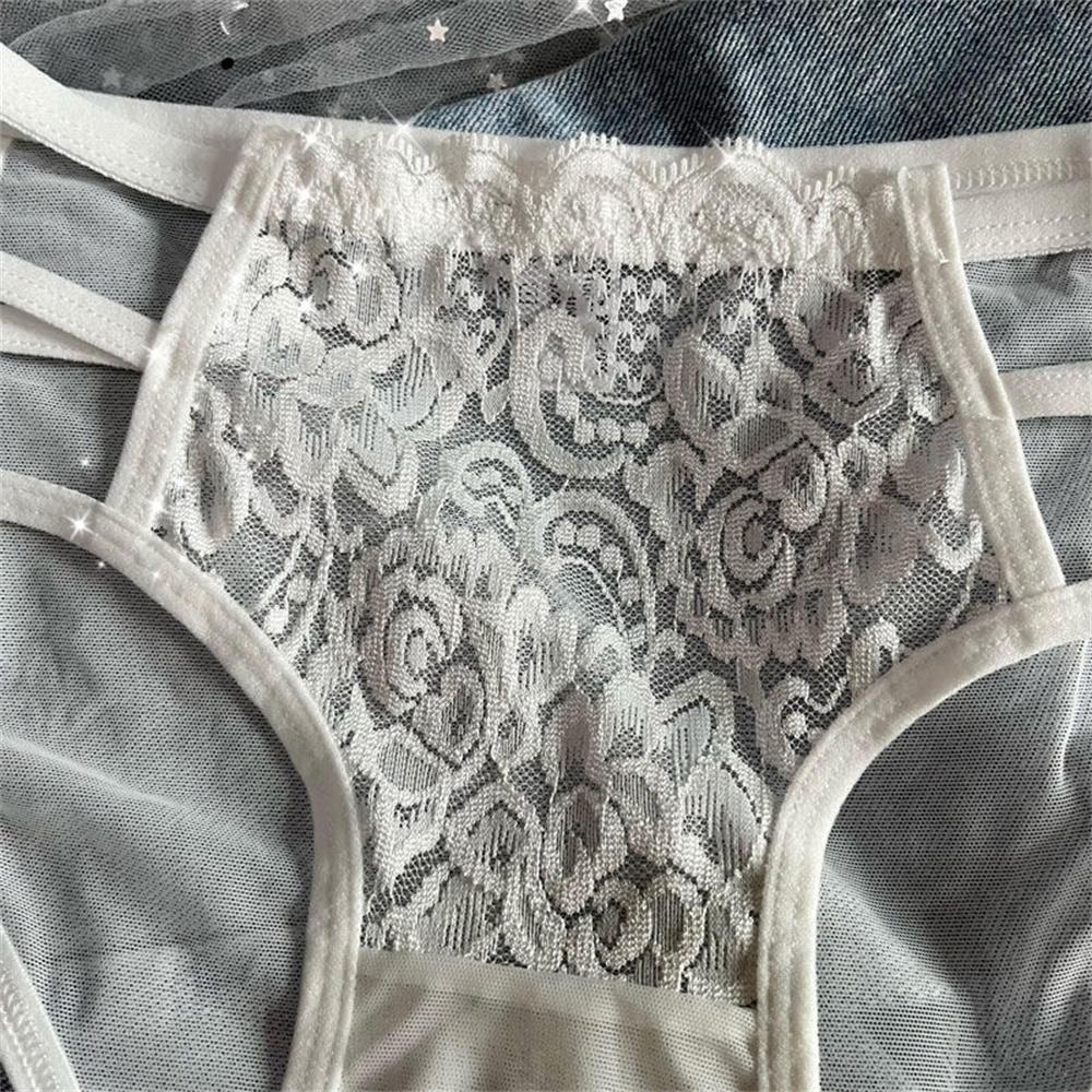 3pcs/Lots Lace Panties for Women Transparent Mesh Hip Male Briefs Low Rise Hollow Out Breathable Underwear Plus Size