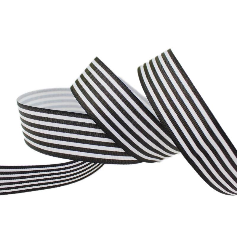(20 Yards/Los) 1 '' (25 mm) Schwarz-Weiß gestreiftes Ripsband bedruckte Geschenkverpackungs-Dekorationsbänder
