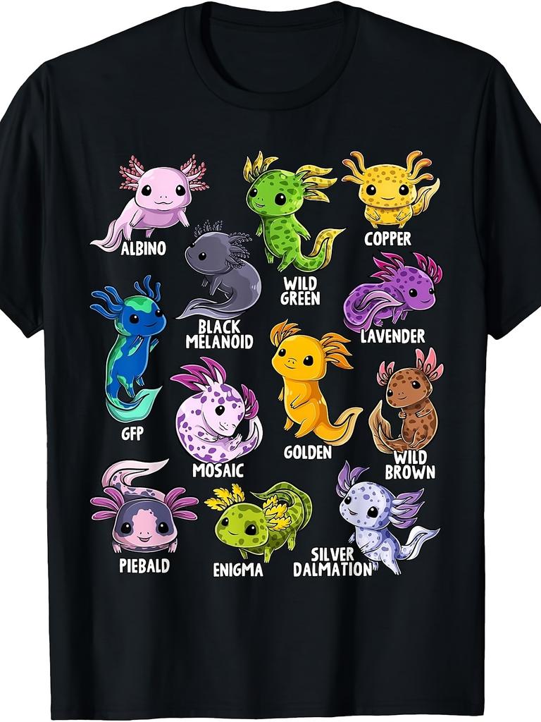 Unisex T-shirt Axolotl Cute Axolotls of The World Kawaii Aquatic Animals T-Shirt