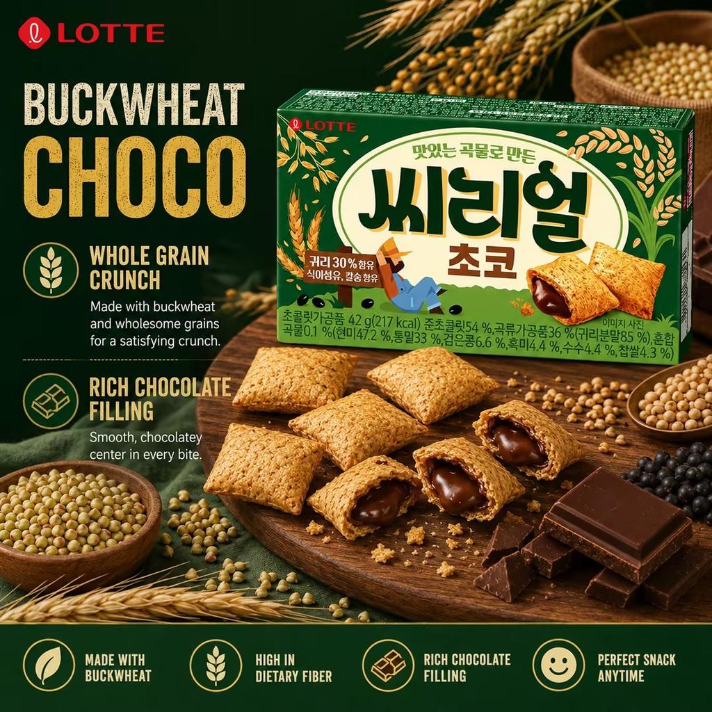 Lotte Buckwheat Compound Chocolate Coated Biscuits 42g