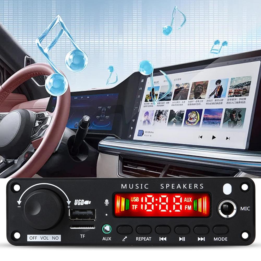 150W Amplifier Car FM Radio Module 6.5mm Microphone Bluetooth-Compatible 5.0 Audio MP3 Player TF USB Music Player Recording Call