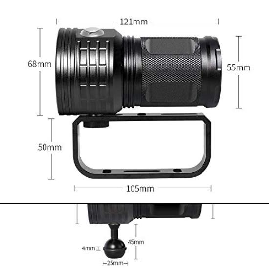 SecurityIng Diving Light Red Blue White Light 8000lm Waterproof Underwater 80M 120 Degree Wide Beam Scuba Diving Light Underwater Photo Video