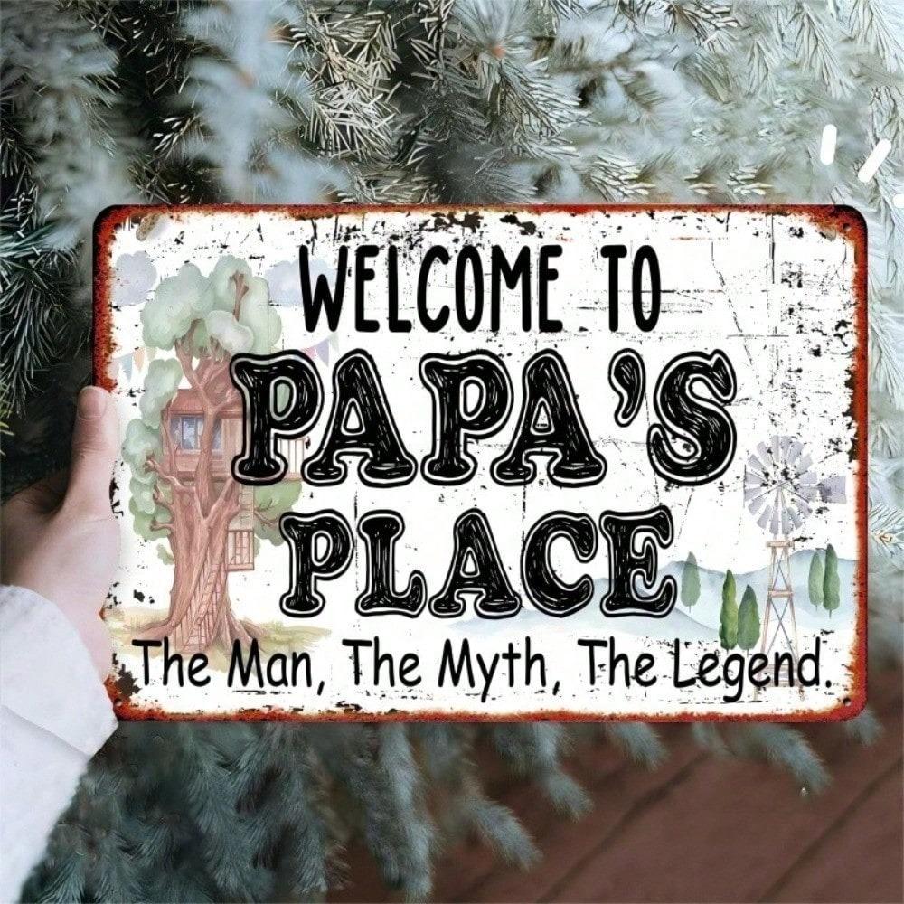 Vintage Metal Dad House Welcome Sign Rustic Father's Day Gift Wall Decor