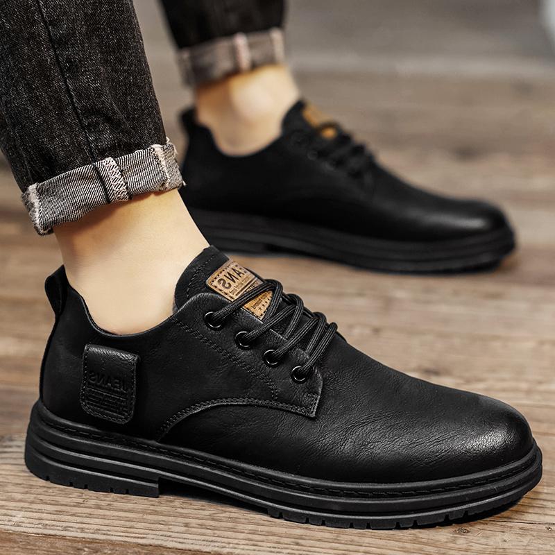 Leather shoes new spring casual derby dad business dress British style low top Martin boots