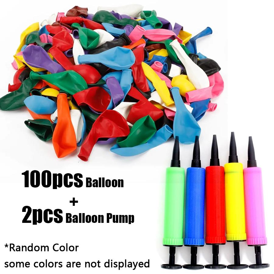 50/100pcs Round Balloons & 1/2pcs Balloon Pump, Atmosphere Inflatable Supplies for Birthday Wedding Carnival Home Shop Decor XJM