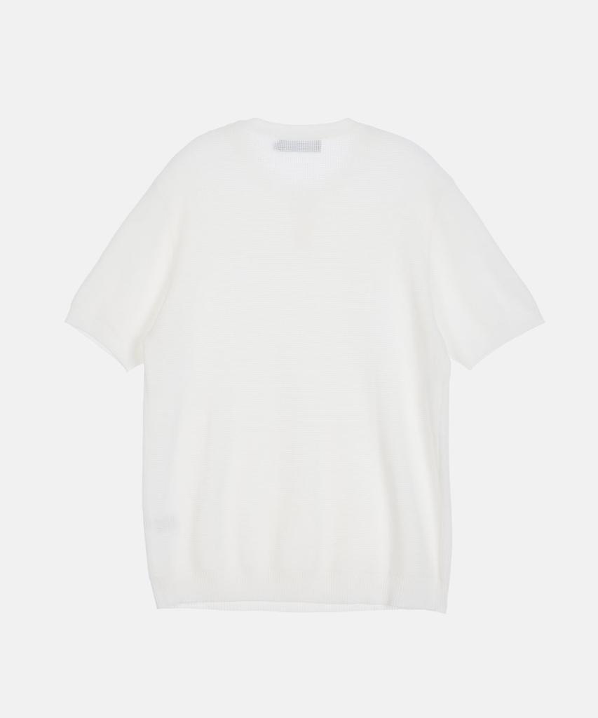 MAKEITTO Henley Neck Waffle Short Sleeve T-Shirt_White