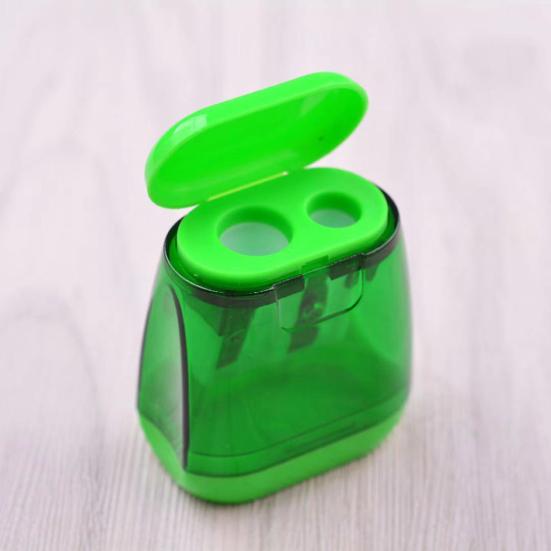 12Pcs Dual Hole Pencil Sharpeners Cute Design Carbon Steel Blades Splash-Proof Lid