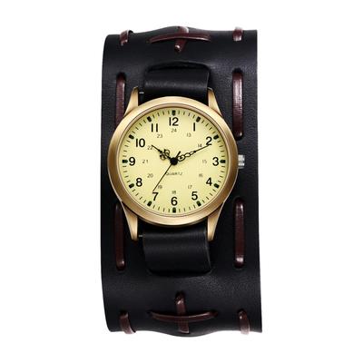 Punk and Rock Antique Watch with Genuine Leather Waterproof Analog Quartz Watch with Leather Motorcycle Fashion Watch Perfect Gift for and Day Men's