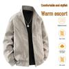 Men's Spring/Autumn Plus Size PU Leather & Corduroy Jacket - Trendy Lapel, Loose Fit, Hong Kong Style