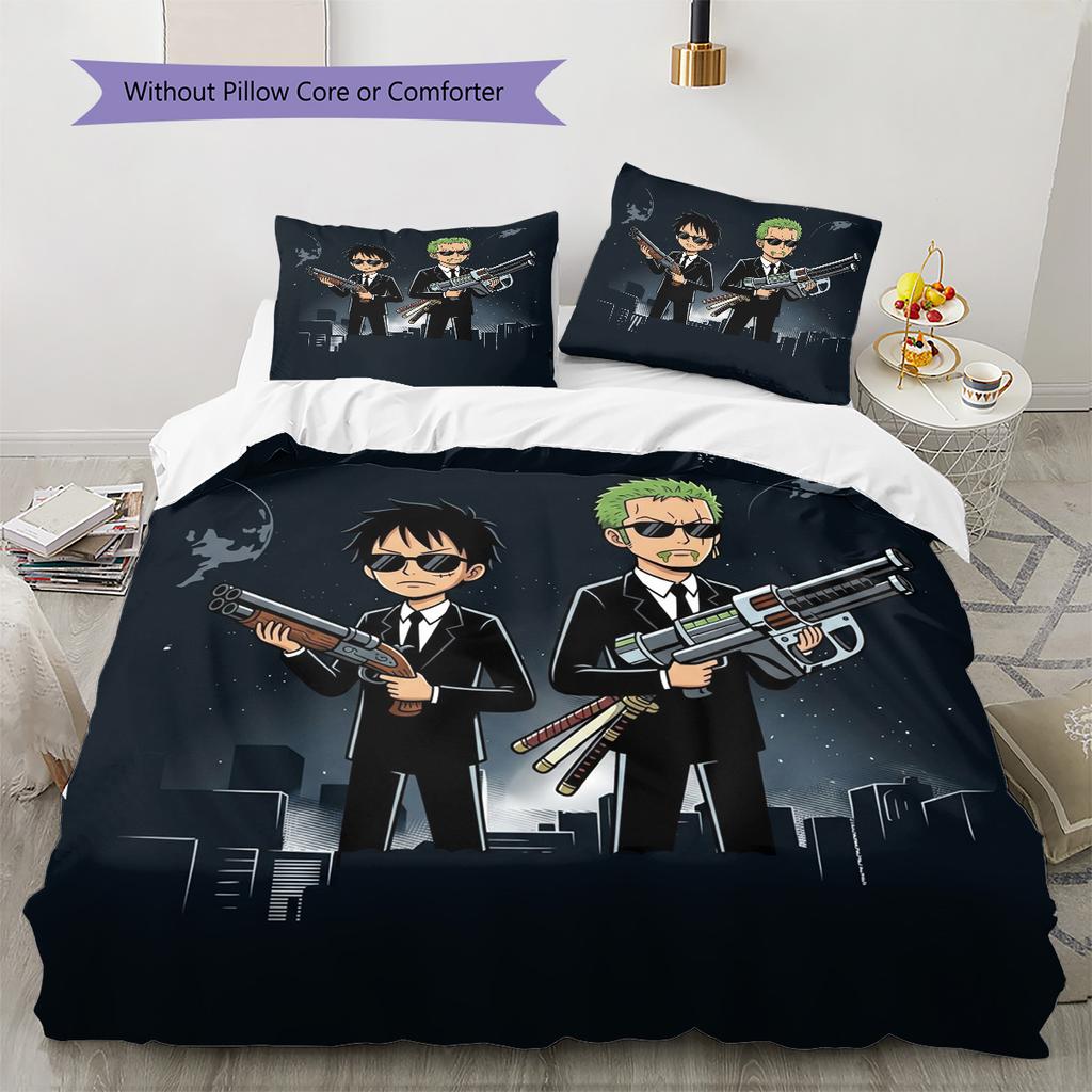 One Piece Pattern Bedding Quilt Set Quilt Cover Pillowcase Home Birthday Gift(1 * duvet cover + 2 * pillowcase, without core)