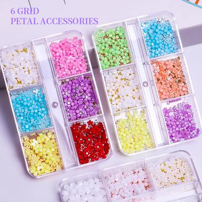 Nail Art Five-Petal Flower Ornament Macaron Three-Dimensional Resin Steel Ball Nail Art Jewelry Mixed