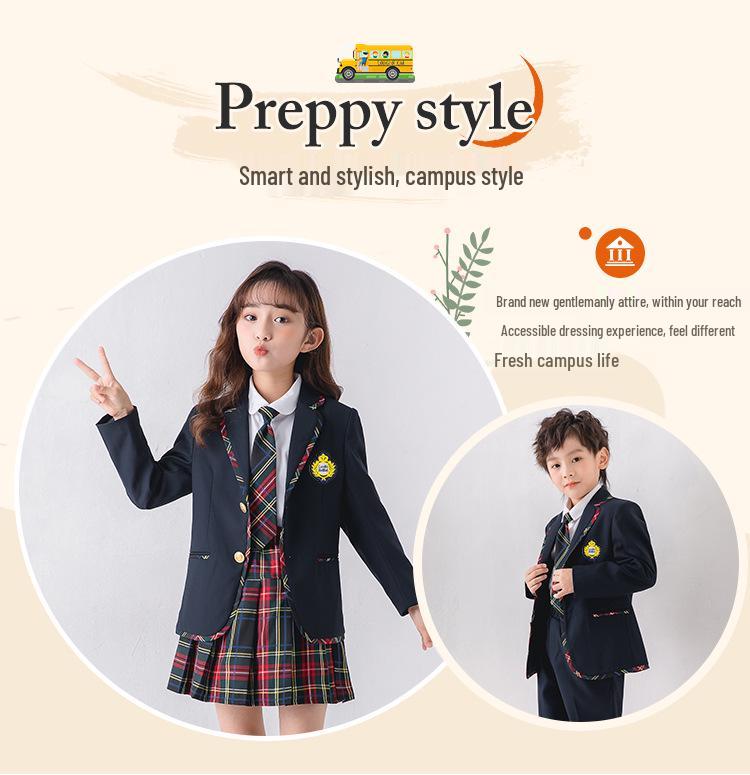 Children's Spring & Autumn Formal School Uniform Set: Kindergarten to Primary