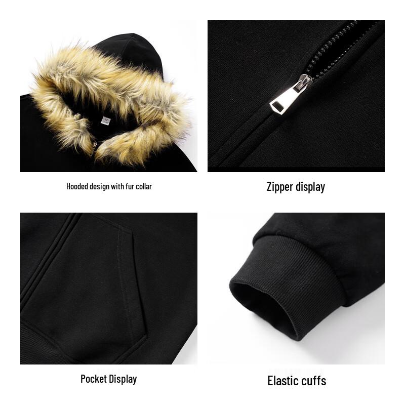 Paul Frank Men's Hooded Fur Collar Windproof Hoodie Jacket