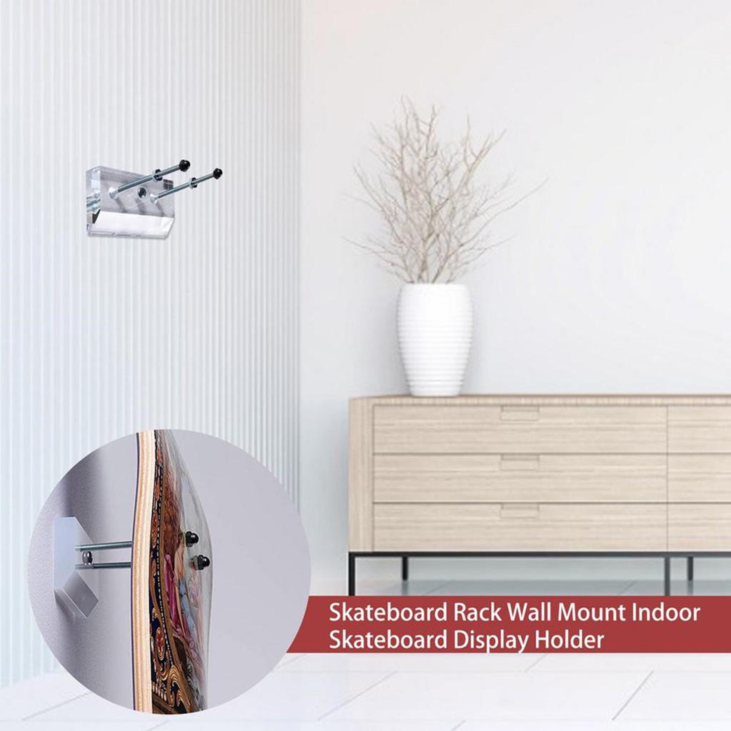 Skateboard Wall Hanger, Floating, Acrylic, Luxury, Wall Mount Storage Holder