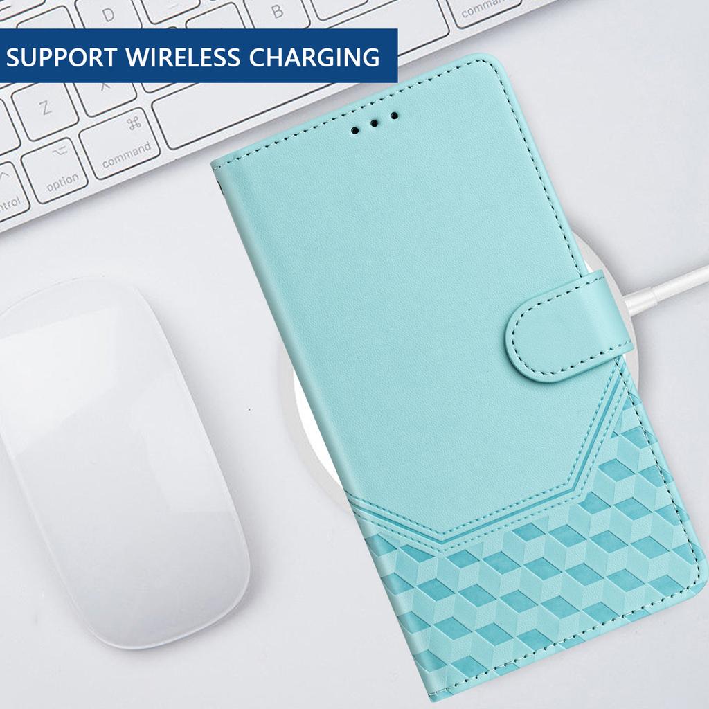 Für Samsung Galaxy A16 5G/A16 4G Hülle Geprägte Wabenstruktur RFID-blockierende Leder-Handyhülle mit Trageband