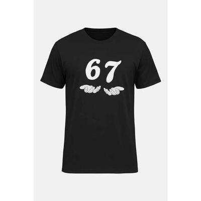 T-shirt Nera Unisex 67 Mani Grafiche Streetwear Casual Design Trendy Media