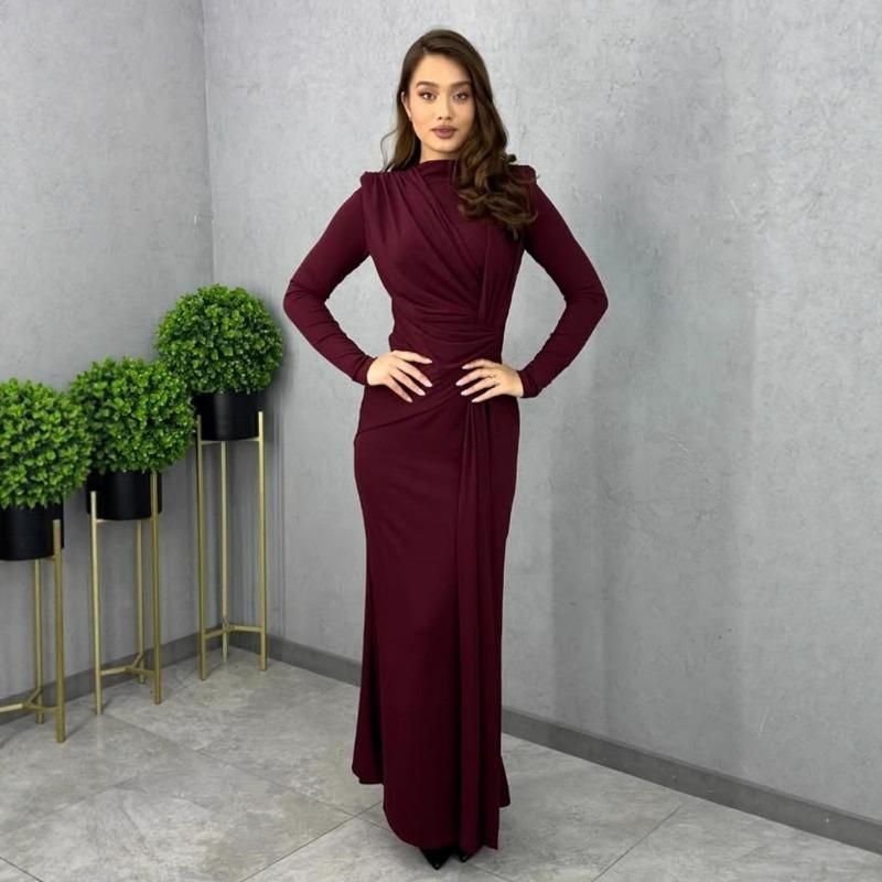 Women European Style Long Sleeve High Waist Slim Fit Long Mermaid Dress