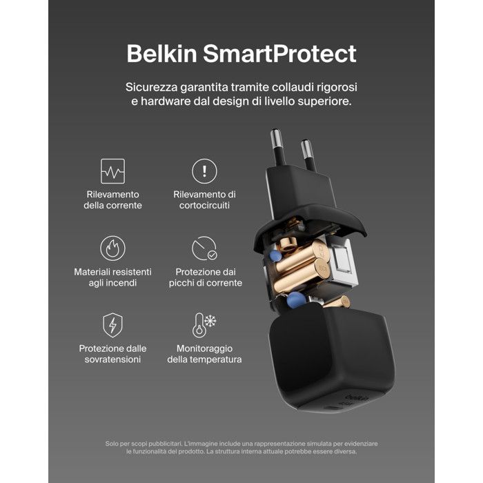 Belkin Caricatore da Parete Compatto 45W Ricarica Rapida per iPhone Galaxy Pixel Nero