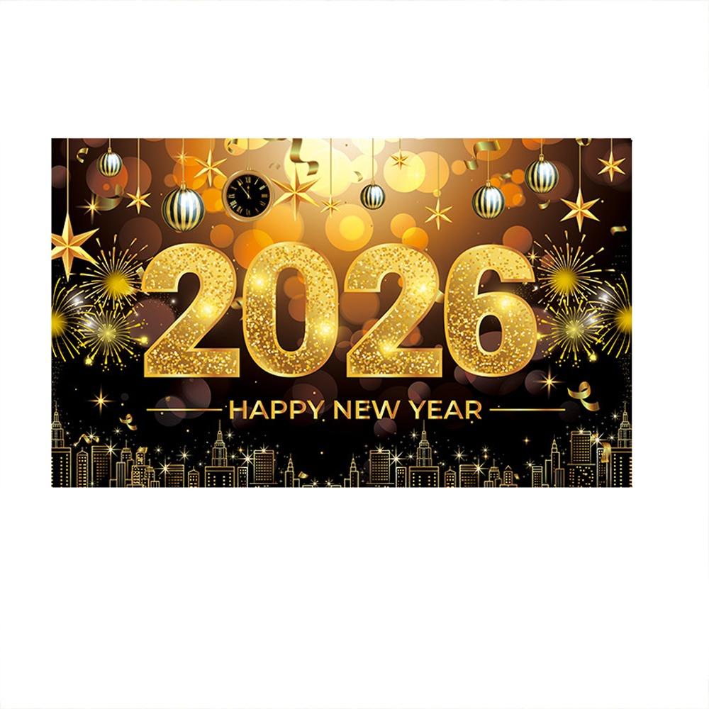 Black Gold 2026 New Year Backdrops Colorful Balloon Photo Background Party Background  Photo Studio