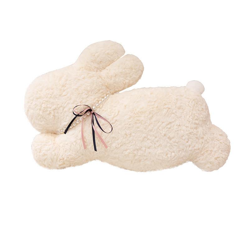 Tie Bow Pearl Rabbit Plush Toy Sleeping Doll Kids Birthday Gift Decorations