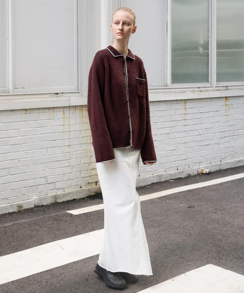 Leuba Front Slit Denim Maxi Skirt - Off White
