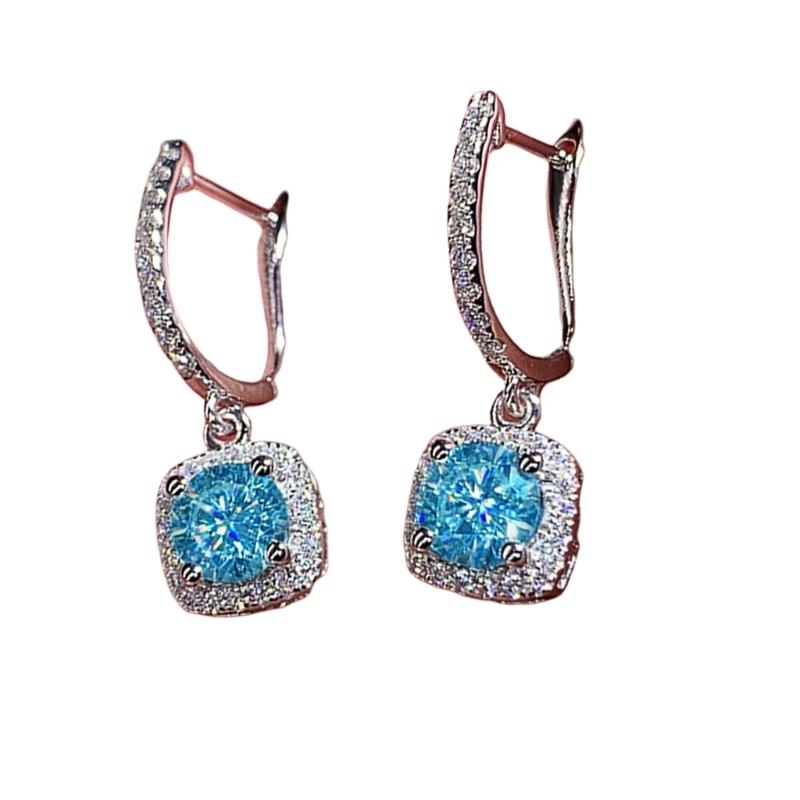 

Sturdy Copper Square Earrings Zircon Embellished For All Day Use