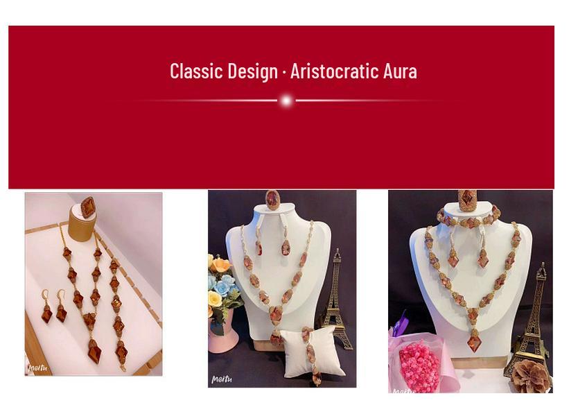 Turkish Gemstone Jewelry Set: Oval Ring, Necklace & Earrings with Color-Changing Sultan Stone