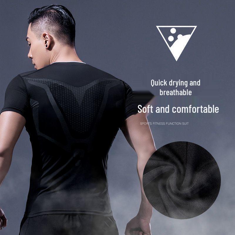 Men's Quick-Dry Sports Set: Gym Vest, Tight Long Sleeve, Morning Run & Cycling Suit