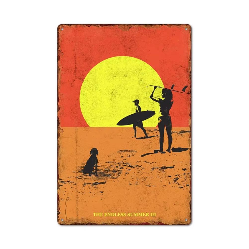 

Винтажное жестяное искусство летних досок для серфинга: Идеально для задников американского бара и настенных росписей для домашнего декора 20x30cm небесно-голубой