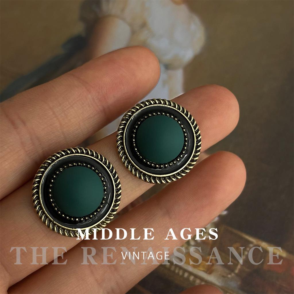 

Light medieval retro ethnic style stud earrings, blue rings, Tibetan earrings, niche design earrings
