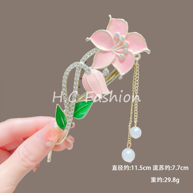 Trendy Personal Flower Hairpins Women Pearl Hair Clips Accessories Temperamental Alloy Hair Accessories