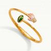 Open Sports Style Bangle Gold Inlaid Rhinestones Bracelet Simple Tennis Racket Bracelet  Girl