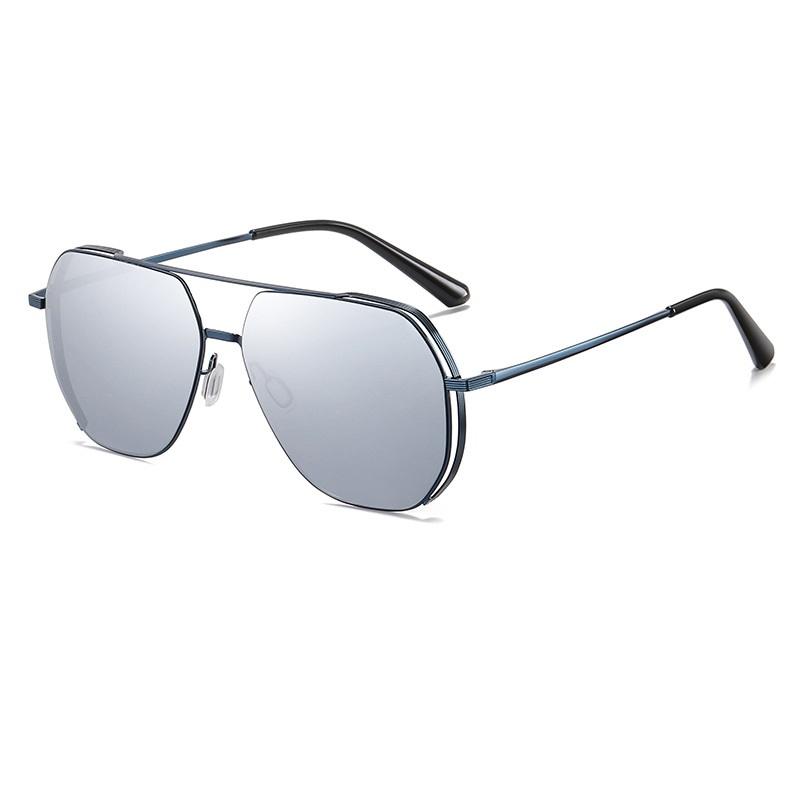 

AORON модные полигональные поляризованные солнцезащитные очки для улицы, классический дизайн, UV400, антибликовые очки для вождения, мужские очки серебряный/синий