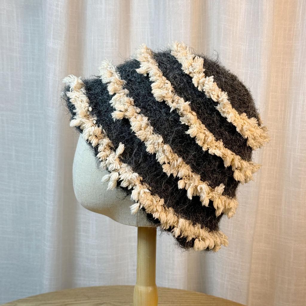 Fisherman Hat for Women Japanese Style Fur Edge Small Bucket Hat Korean Xiaoxiang Style Knitted Basin Hat Without Makeup and Versatile Trend