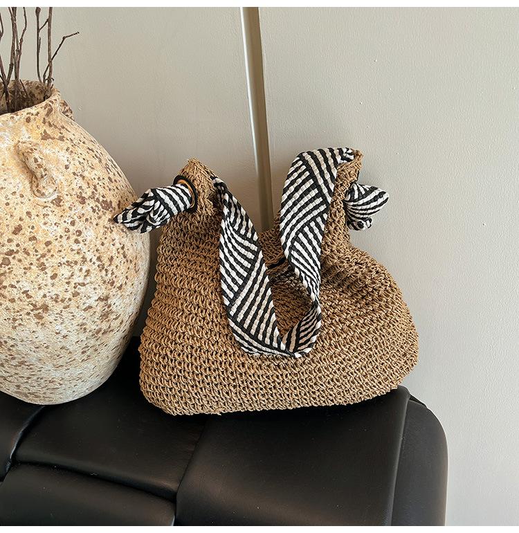 Strohtasche Damen große Kapazität neue Strohtasche gewebte Tragetasche Strand-Tragetasche tragbar Schulter