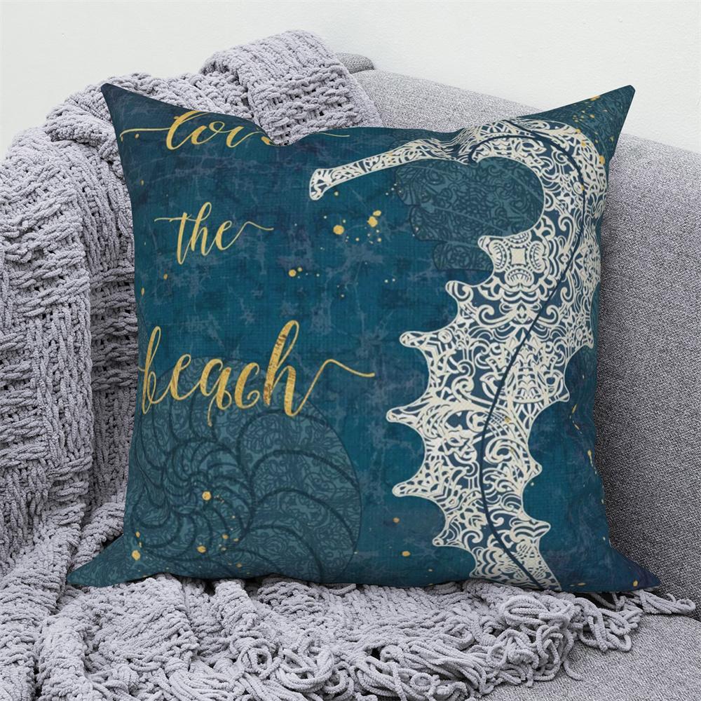 Juste de coussin de canapé bleu, taie d'oreiller, décoration de chambre à coucher, océan, mer, animal