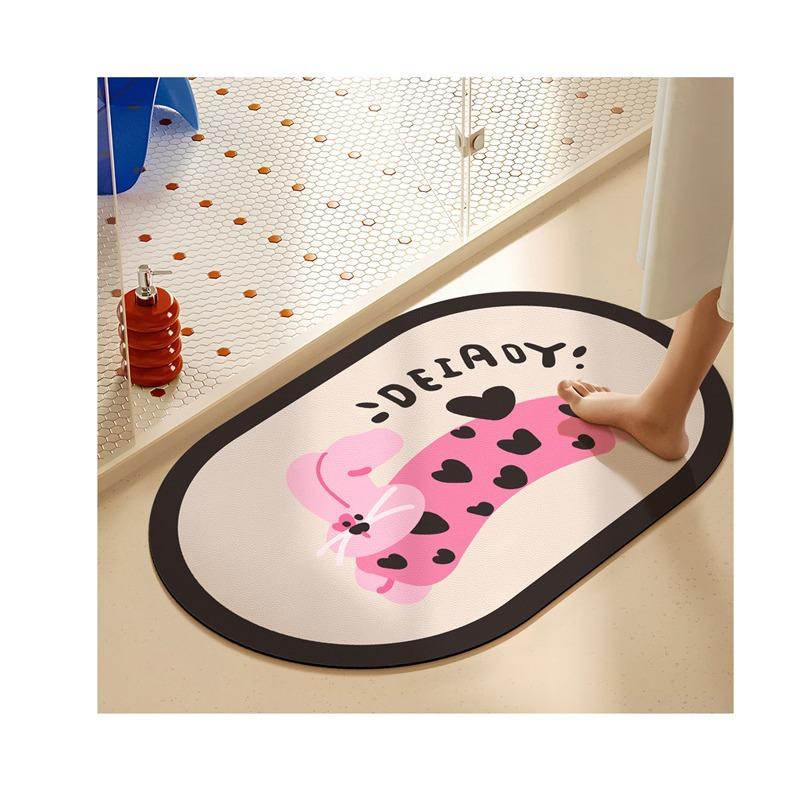 Cartoon Bathroom Water Absorption Oil Absorption Anti-slip Mat Household Toilet Quick-drying Foot Pad Bathroom Door Diatom Mud Mat