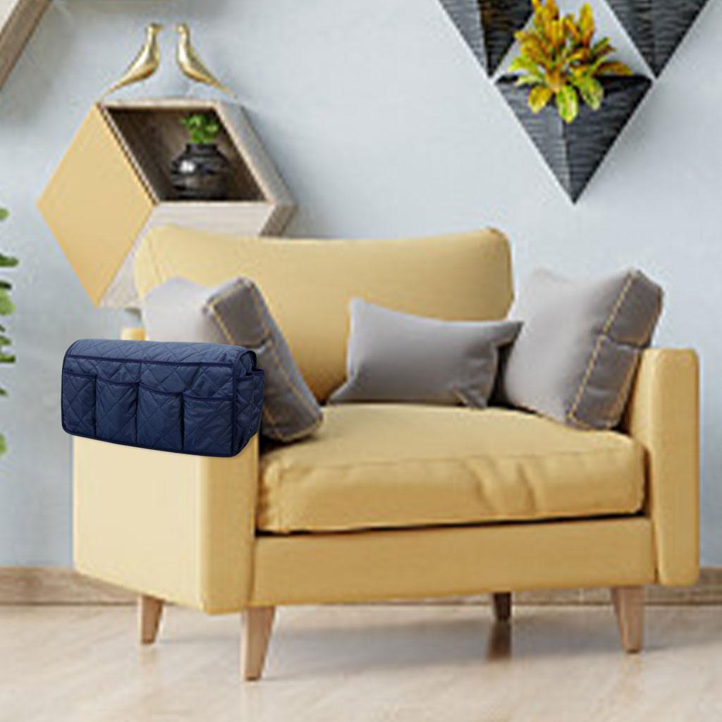 Cotton Sofa Armrest Organizer Space Saving Universal Remote Control Holder Storage Pocket Bedside Caddy for Mobile Phone Glasses