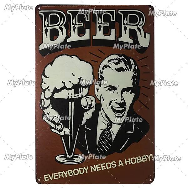 Letrero de Metal creativo para cerveza, placa Vintage, placa de letrero de lata para cerveza fría, decoración de pared para Bar, Club, hombre, arte rupestre, póster personalizado