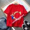 Super Mario  Anime Birthday Lucky letter AZ Print T Shirt Cute Children Clothing Tops Toddler Tees Casual Clothes Tops Tees