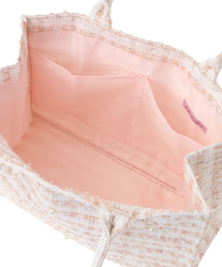 Maison de FLEUR Tweed Square Tote M Bag, Beige, 8A43F0J3300