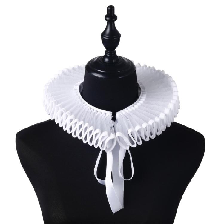 Clown Cosplay Choker Viktorianische Renaissance Rüschen Weißes Netz Falscher Kragen Abnehmbare Halskrause für Kinder Mädchen Halsbekleidung