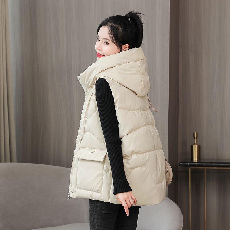 

Осень и Зима Новое поступление Хлопковый жилет Женский Короткий Свободный Модный Универсальный Теплый Жилет с капюшоном Хлопковый жилет Верхняя одежда Жилет Женский Apricot 2XL