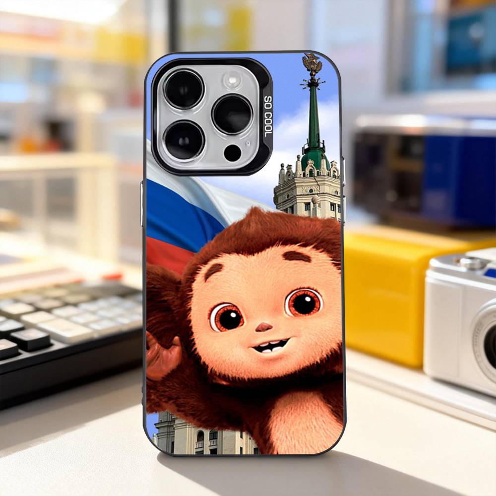 Cartoon C-Cheburashka-es For iPhone 17,16,15,14,13,12,11,Pro,Max,Plus,E,Air,Mini Anti Fall Black Matte Hard Bumper Phone Case