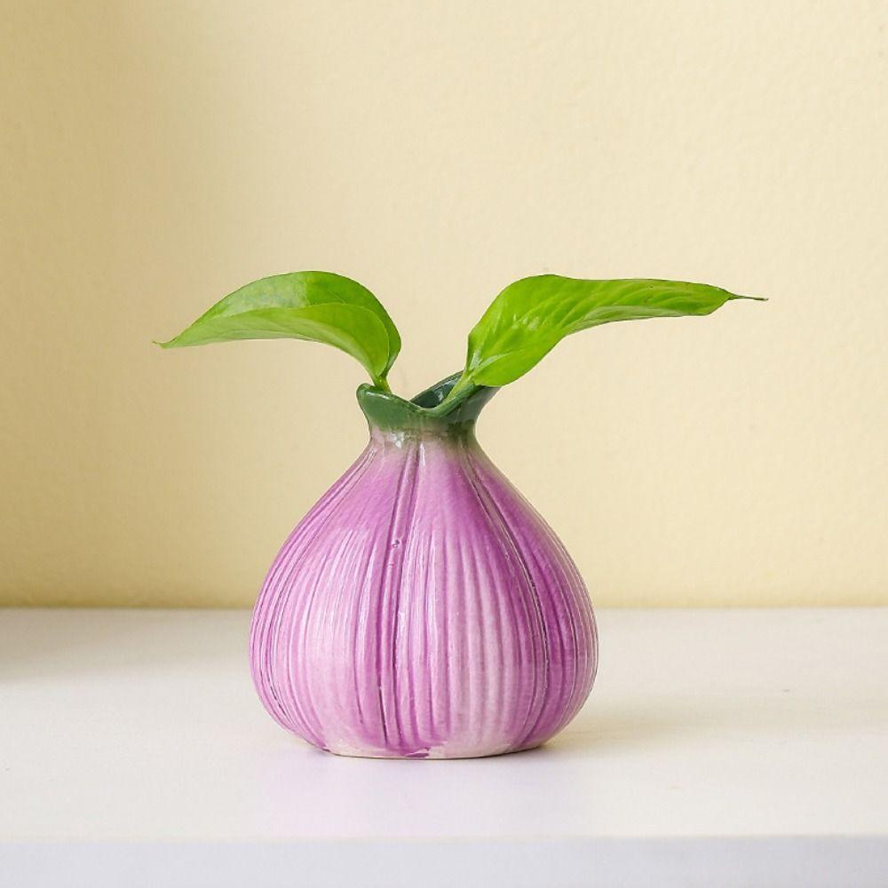 Cute Hydroponic Flower Holder Ceramic Flower Pot Desktop Ornament Onion Vase  Living Room